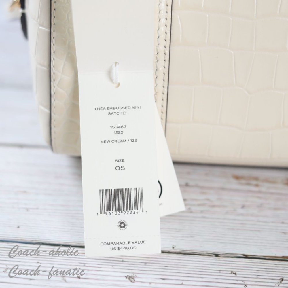 NWT Tory Burch 153463 Thea Mini Satchel Embossed Leather Crossbody in New Cream - Picture 9 of 12